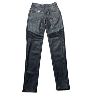 DIVIDED H&M Bottoms Black Leather Skinny Pants Faux Leather Size 4 pleat Women's